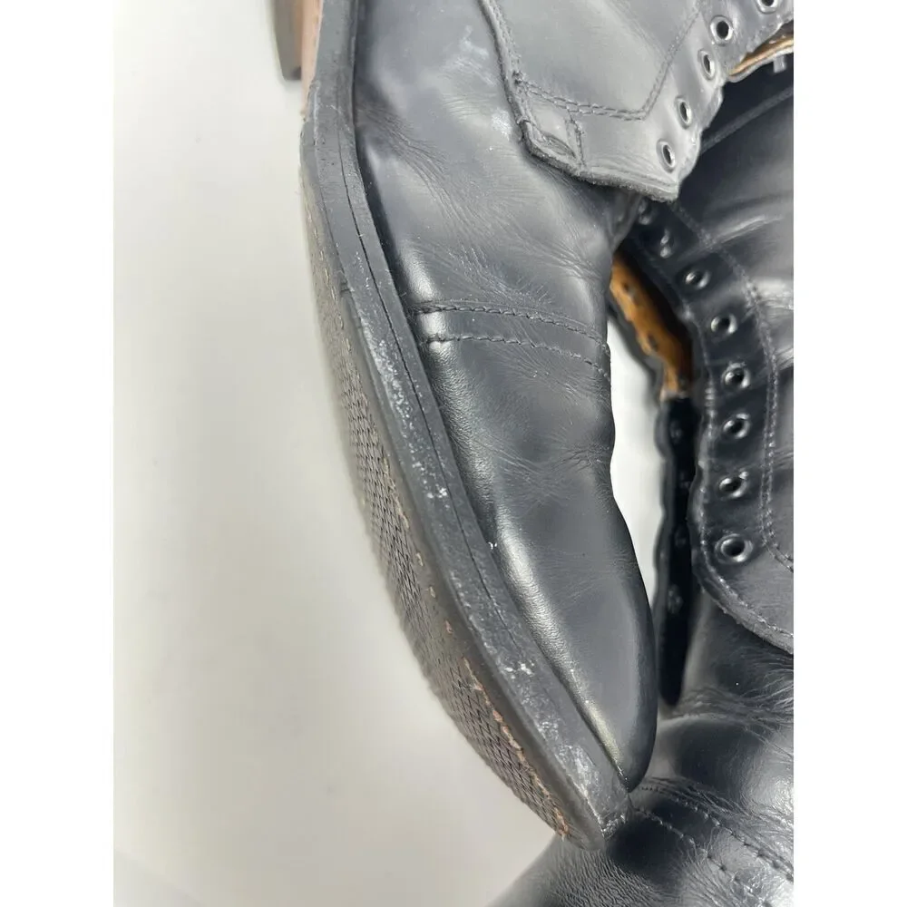 Allen Edmonds First 1st Avenue Black Laced Boots Cap Toe Combo Sole Size 11.5 D